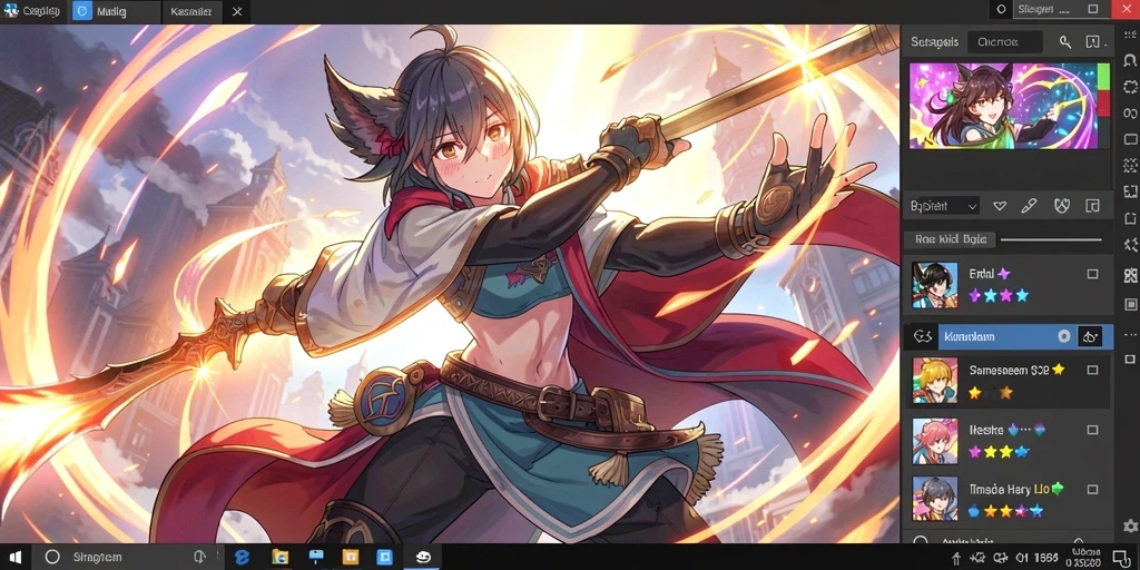 Screenshot menampilkan karakter utama dalam petualangan.